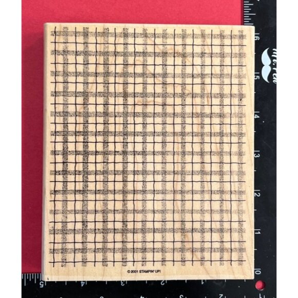 Stampin Up Stipple Plaid Wood Mounted Background Rubber Stamp 2001 - Picture 1 of 2